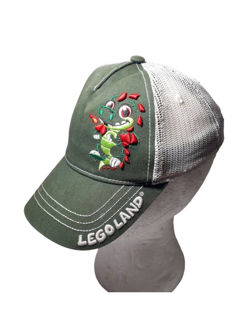 Legoland Hat Embroidered Character Kids Hat Mesh Trucker Snapback Green Unisex